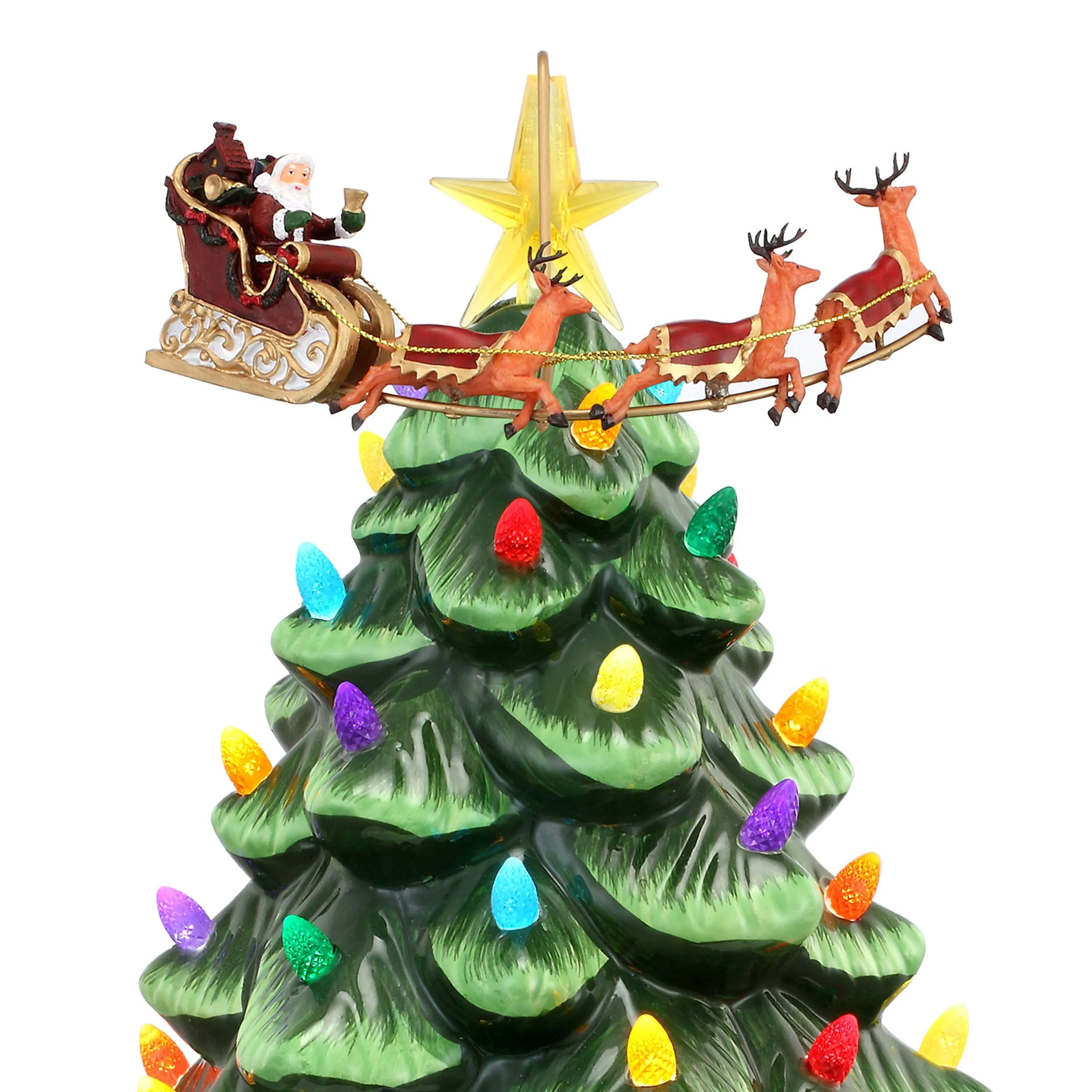 14 in. Animated Nostalgic Ceramic Tree - Santa