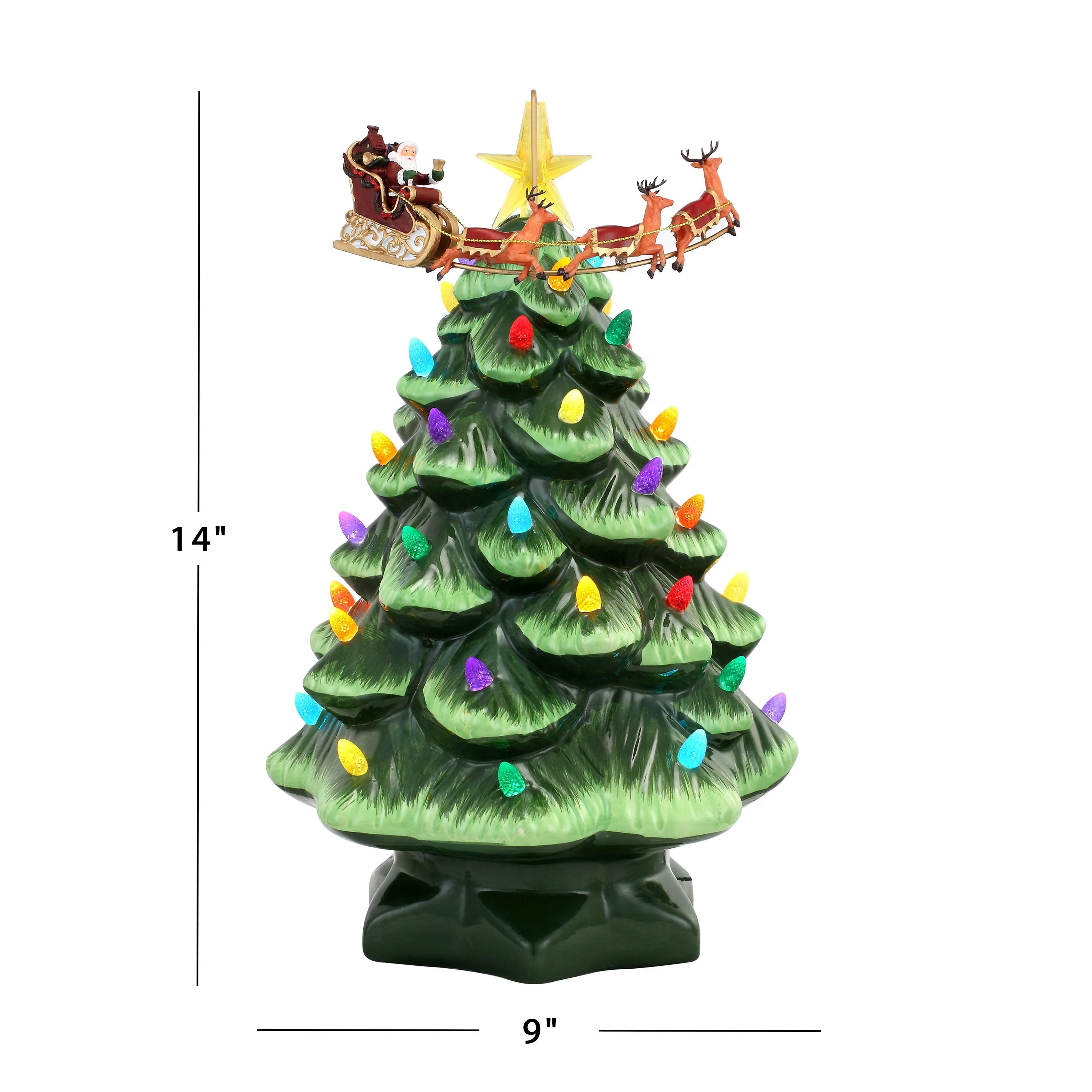 14 in. Animated Nostalgic Ceramic Tree - Santa