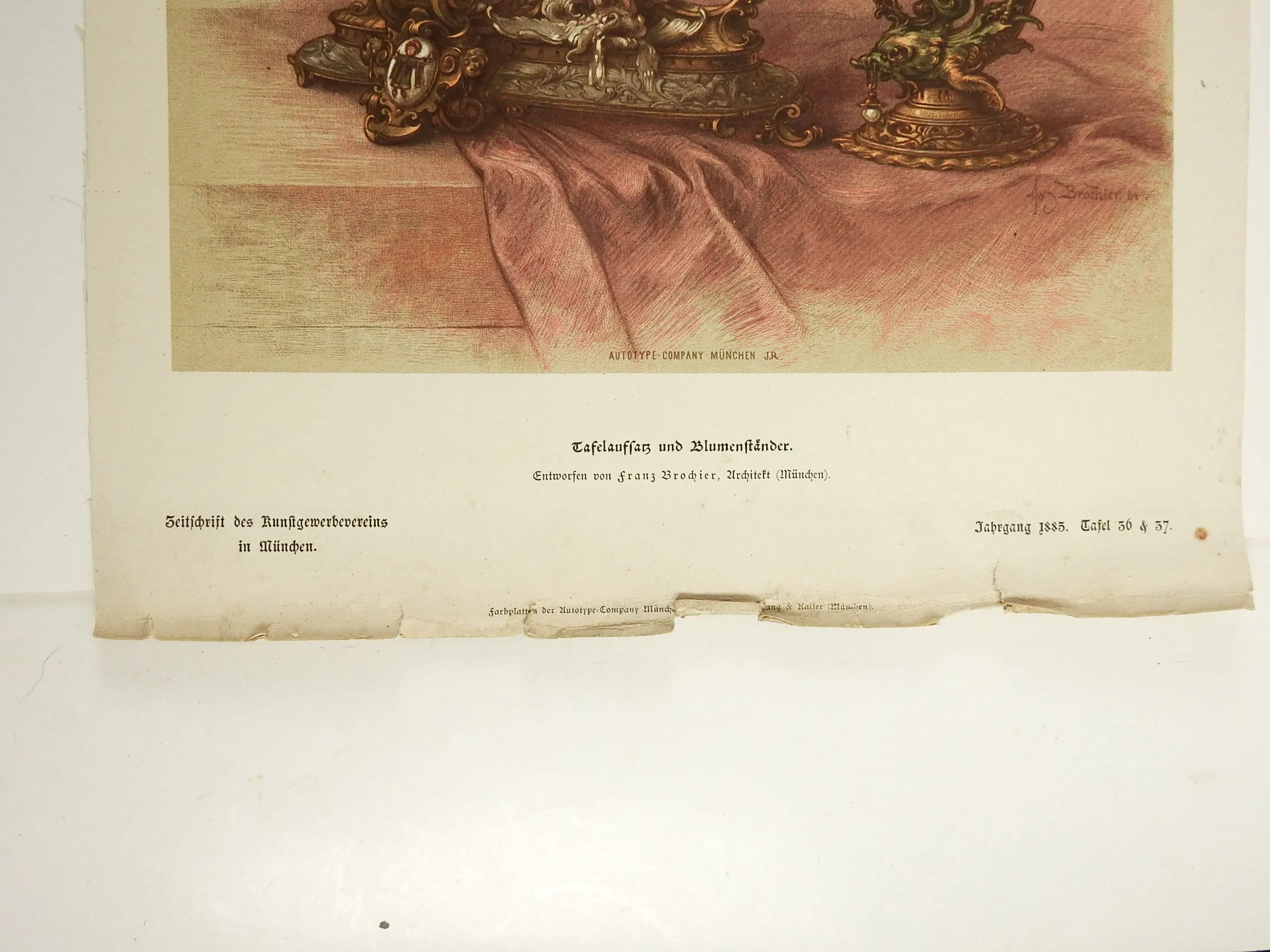 1885 Lithograph Art Nouveau Table Centerpieces