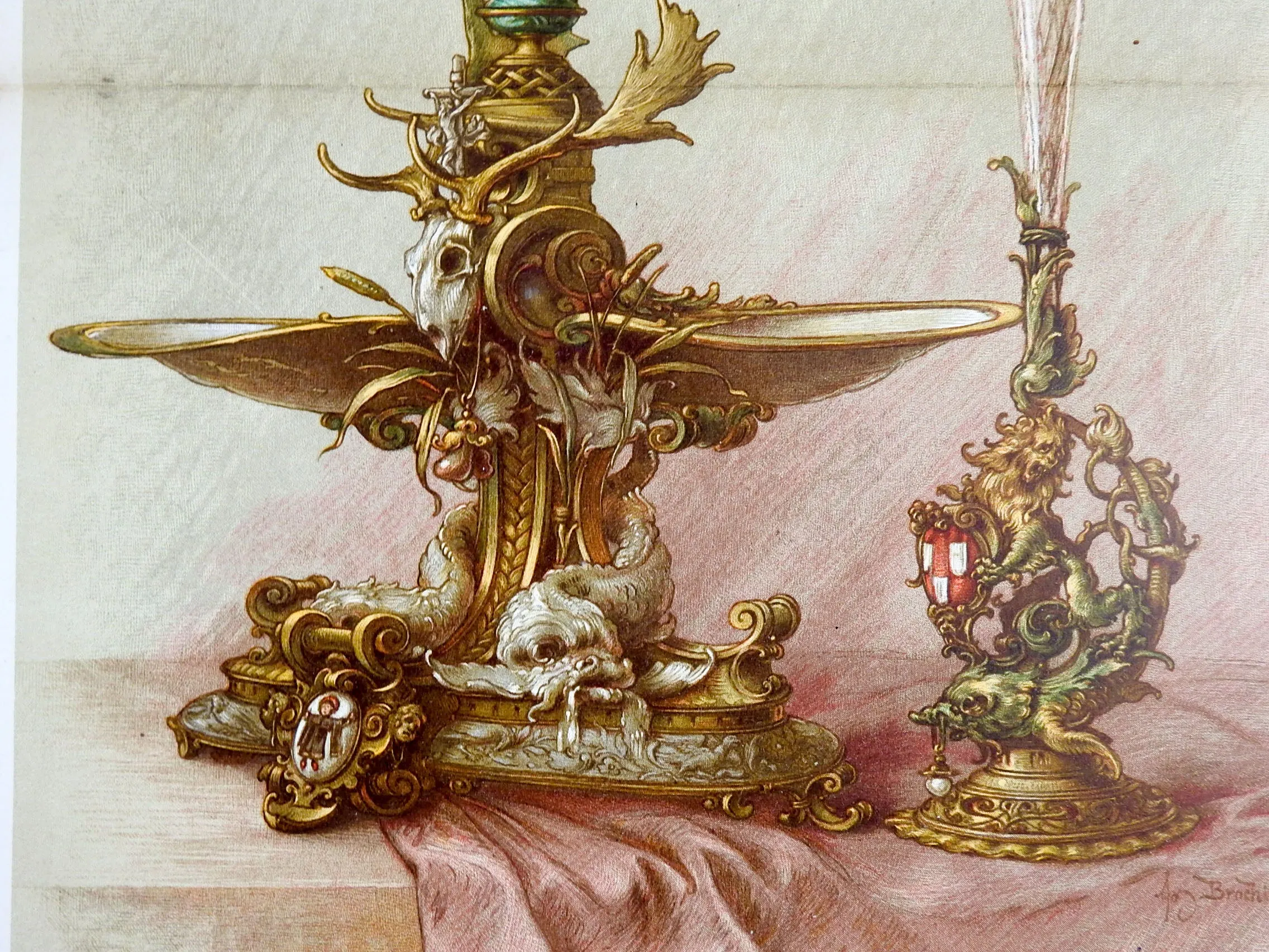 1885 Lithograph Art Nouveau Table Centerpieces