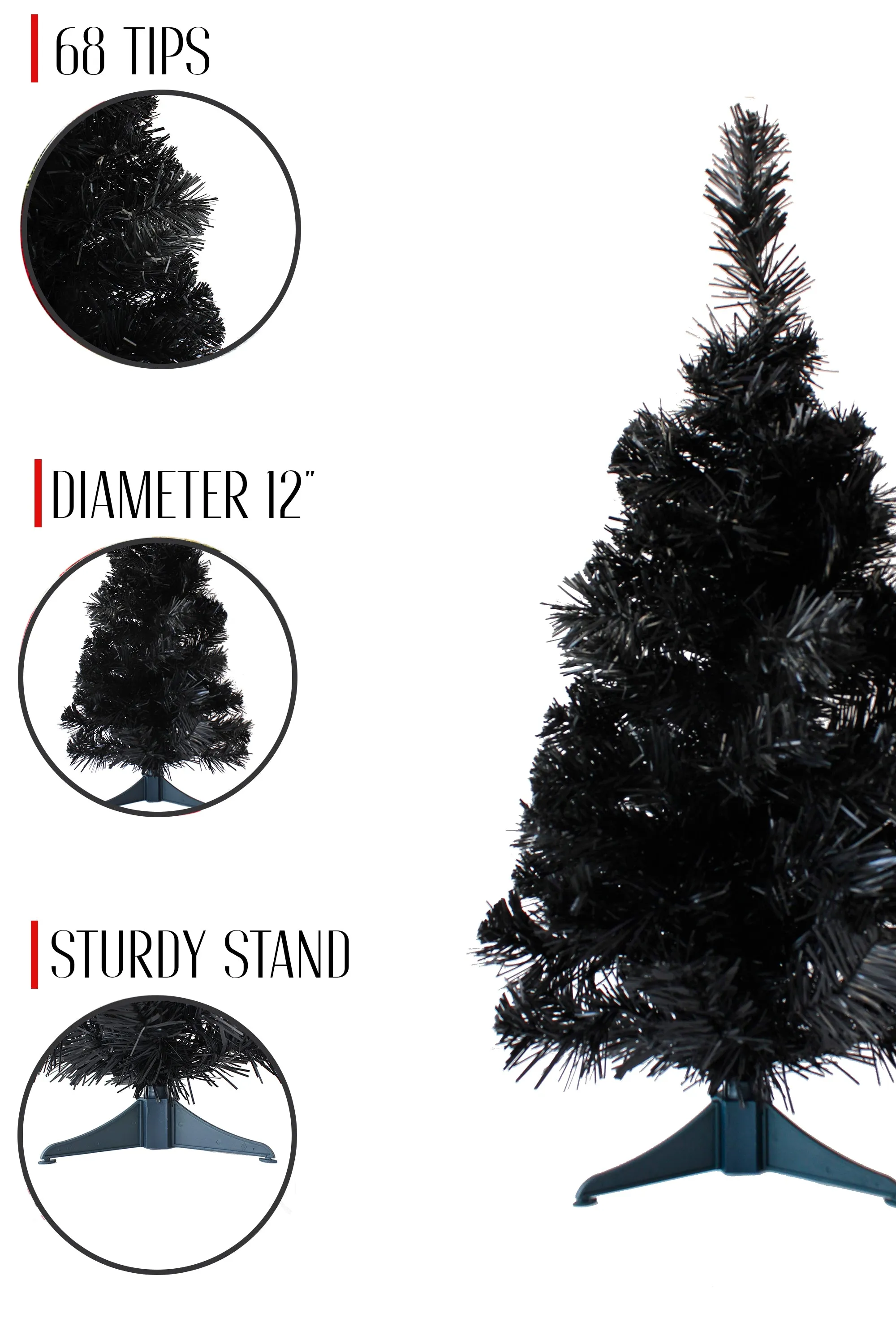 2' Black Tabletop Tree with Stand