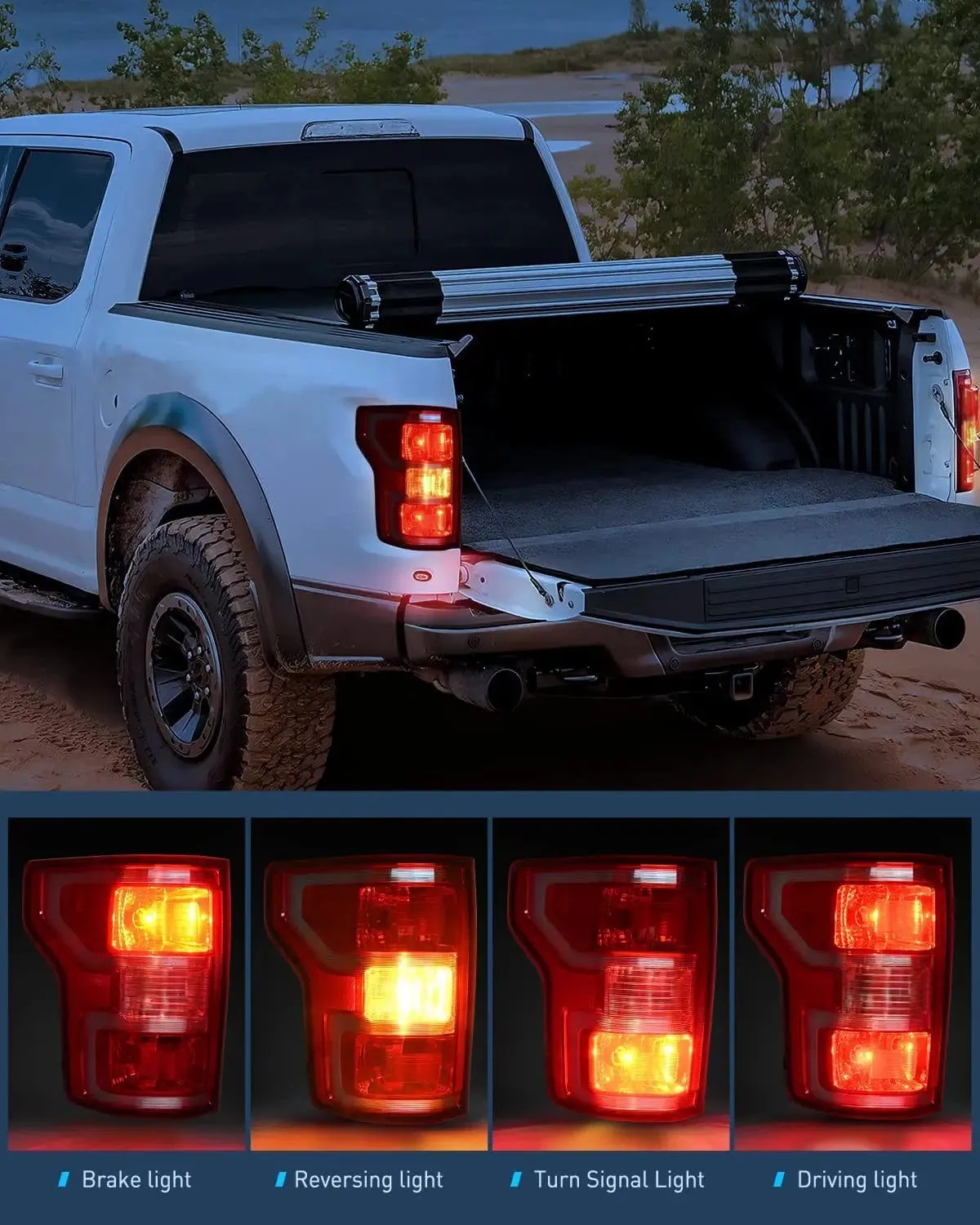2018-2020 Ford F150 Tail light Assembly Rear Lamp Replacement OE Style Red Housing with Bulbs and Harness Driver Side