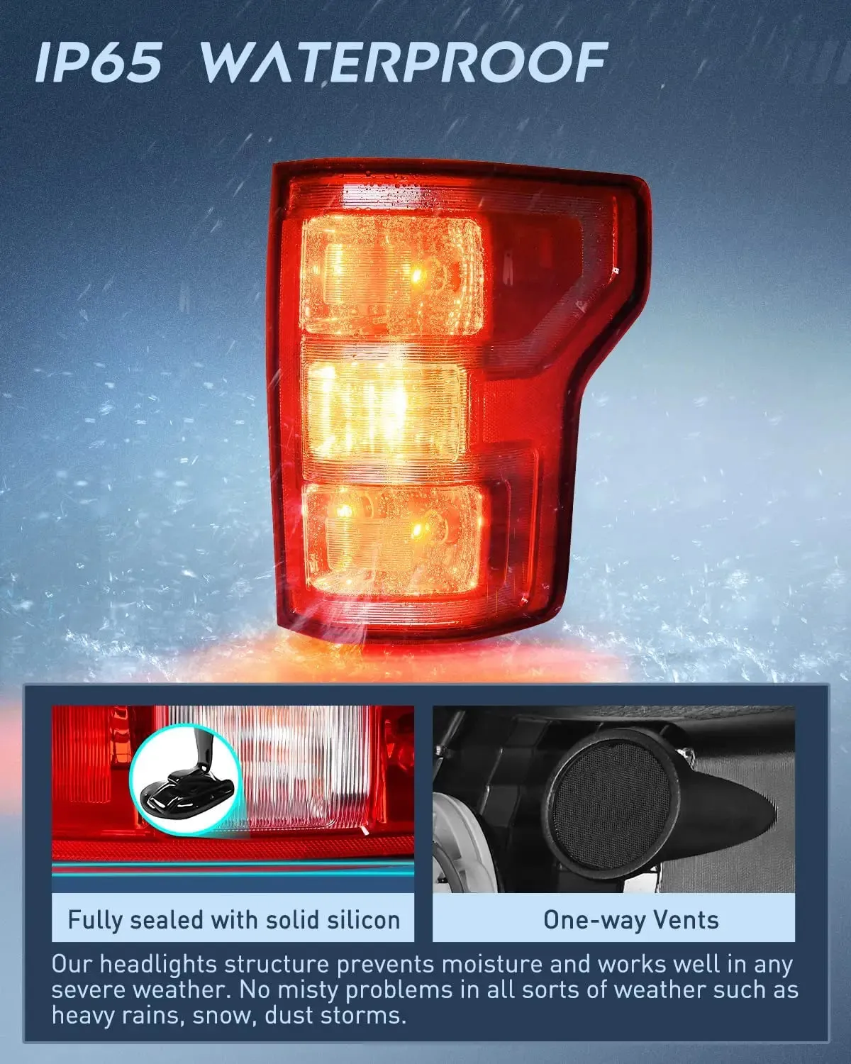 2018-2020 Ford F150 Tail light Assembly Rear Lamp Replacement OE Style Red Housing with Bulbs and Harness Passenger Side