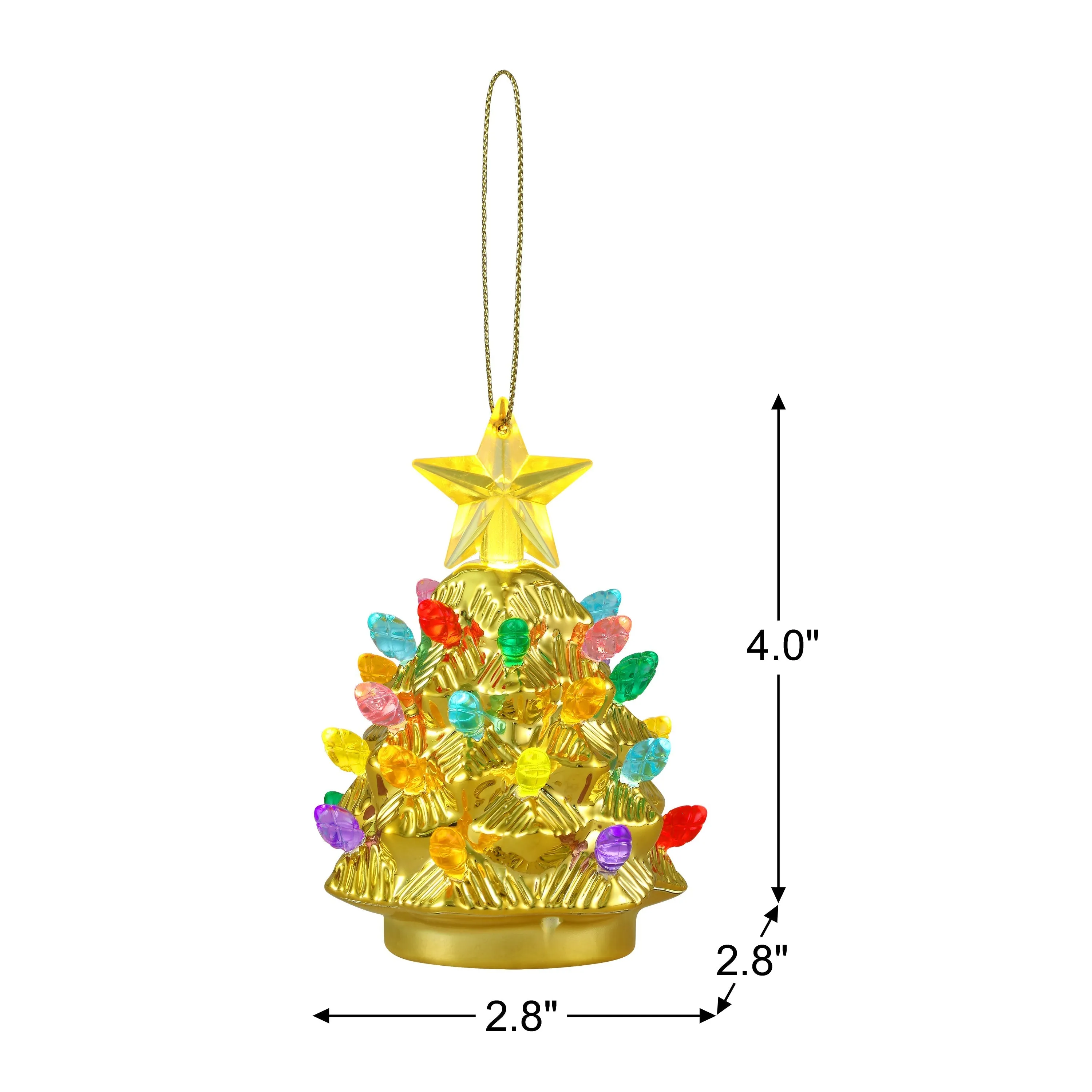 4 in. Set of 3 Shatterproof Ornament Tree - Gold