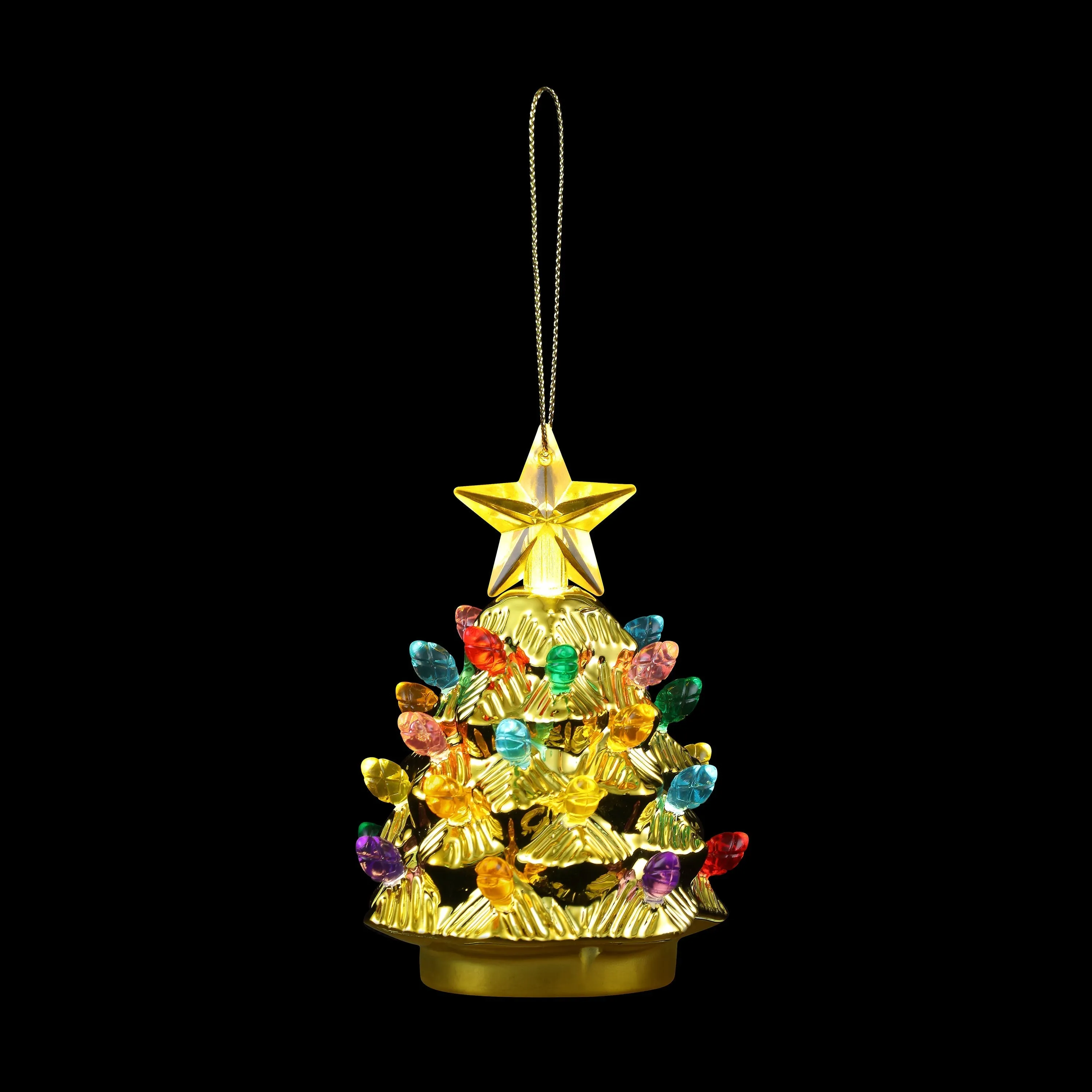 4 in. Set of 3 Shatterproof Ornament Tree - Gold