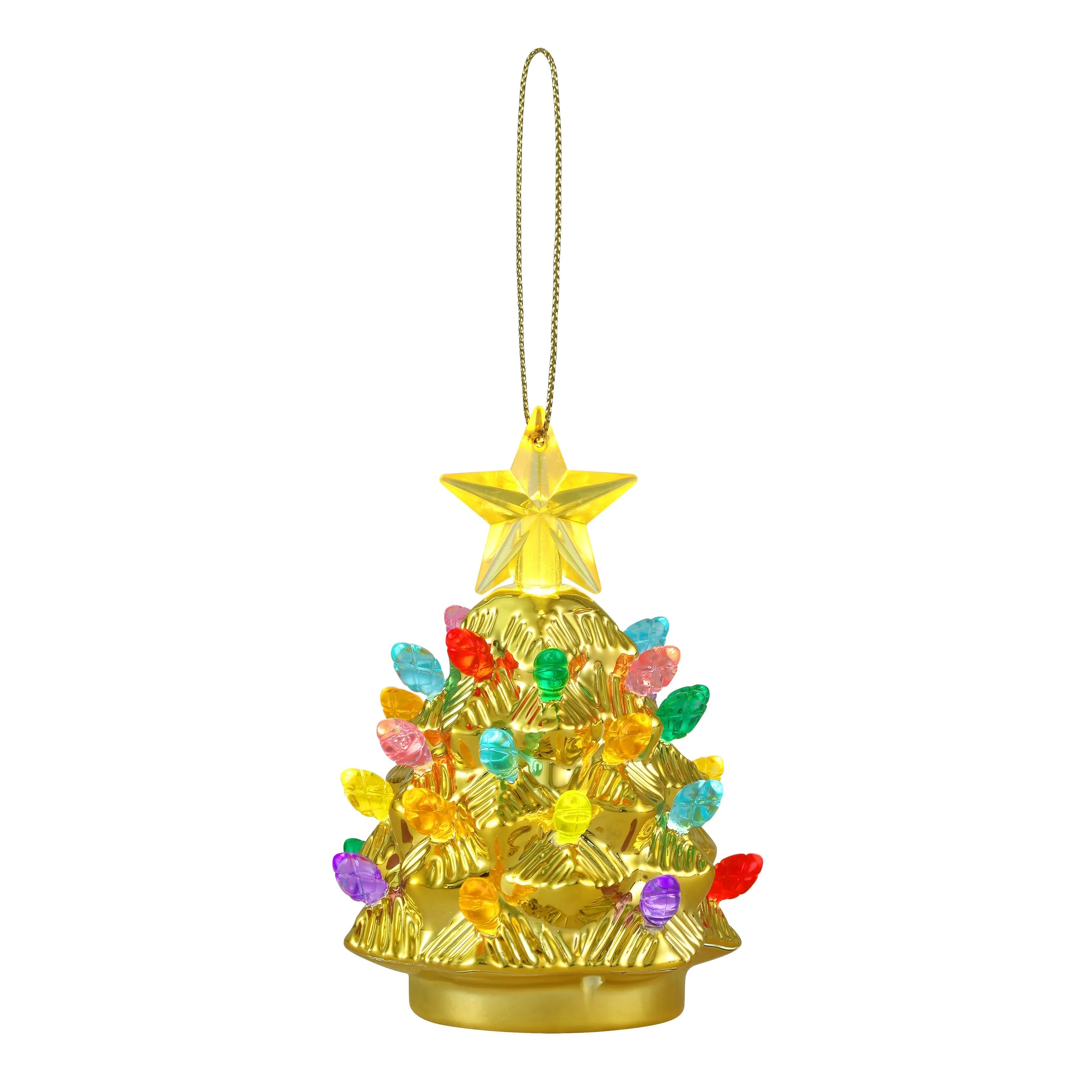 4 in. Set of 3 Shatterproof Ornament Tree - Gold