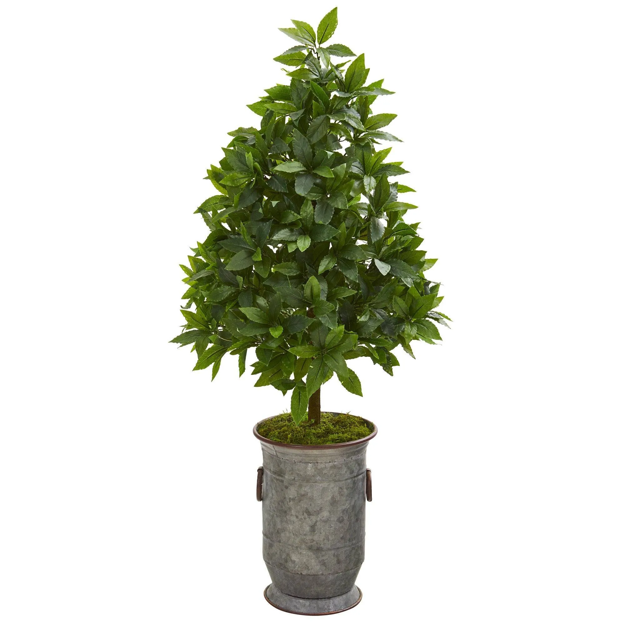 40” Sweet Bay Round Topiary Artificial Tree Thick Shape in Vintage Metal Planter
