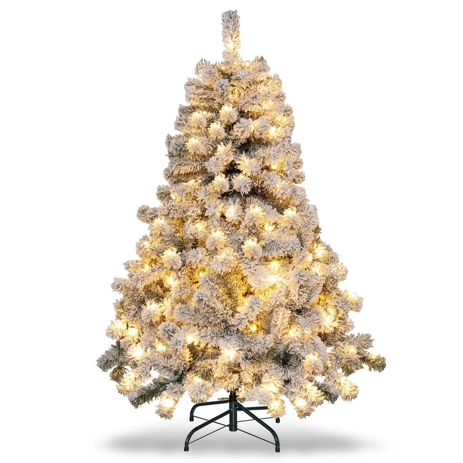 4.5 Feet Flocked Christmas Tree with 295 Tips and 150 LED Lights