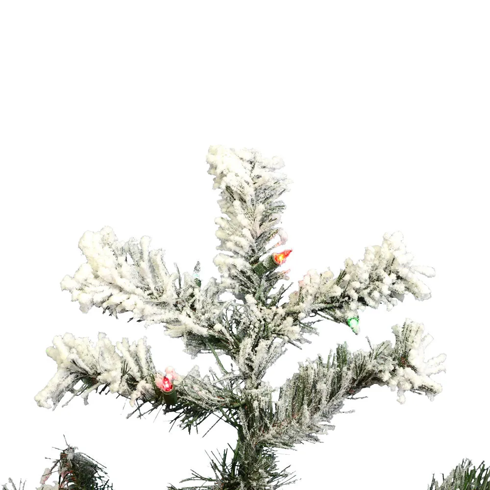 4.5' Flocked Alaskan Pine Artificial Christmas Tree Colored Dura-Lit lights