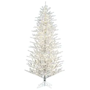 4.5' x 34" Flocked Pistol Pine Artificial Pre-lit Xmas Tree Warm White 3mm LED