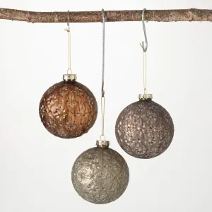 4"H Sullivans Antique Ball Ornament - Set of 3, Multicolored Christmas Ornaments