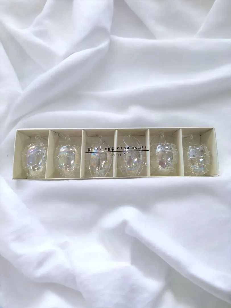 6 Glass Egg Ornaments