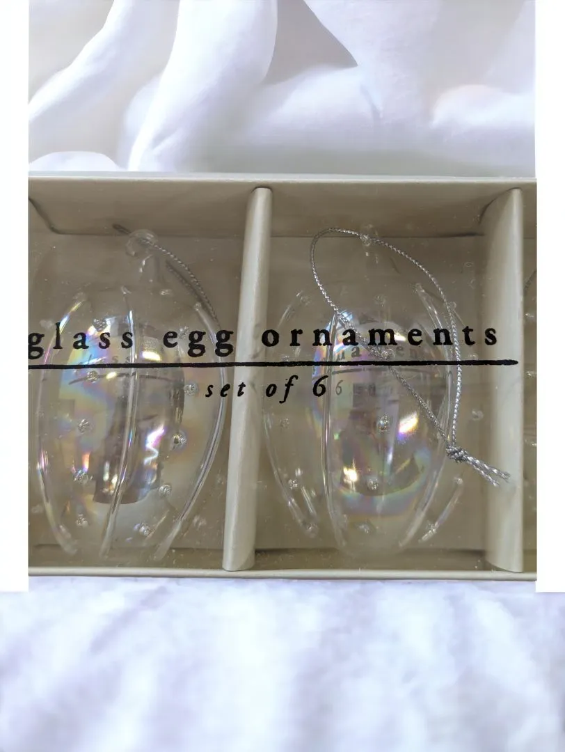 6 Glass Egg Ornaments