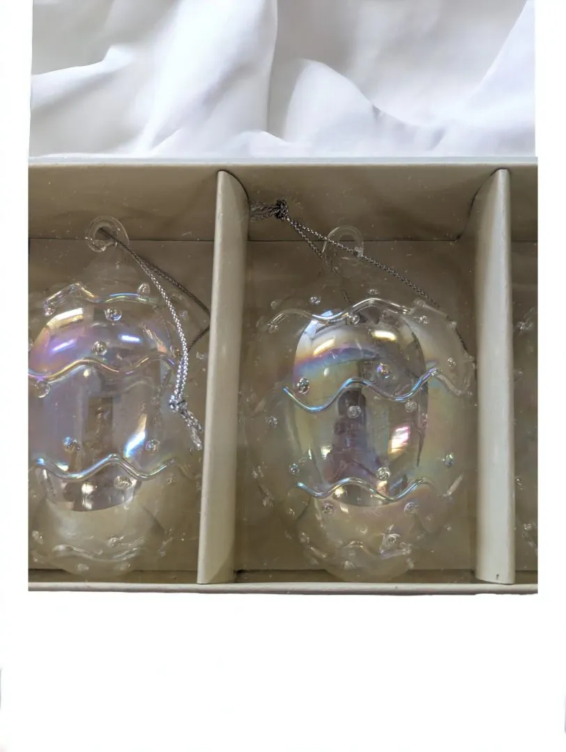 6 Glass Egg Ornaments