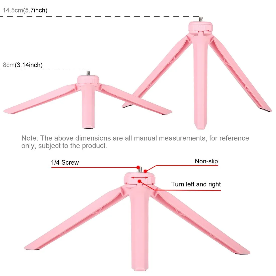 6.2 Led Ring Light with Usb 3 Modes Dimmable Cold Shoe Tripod Mount - Pink
