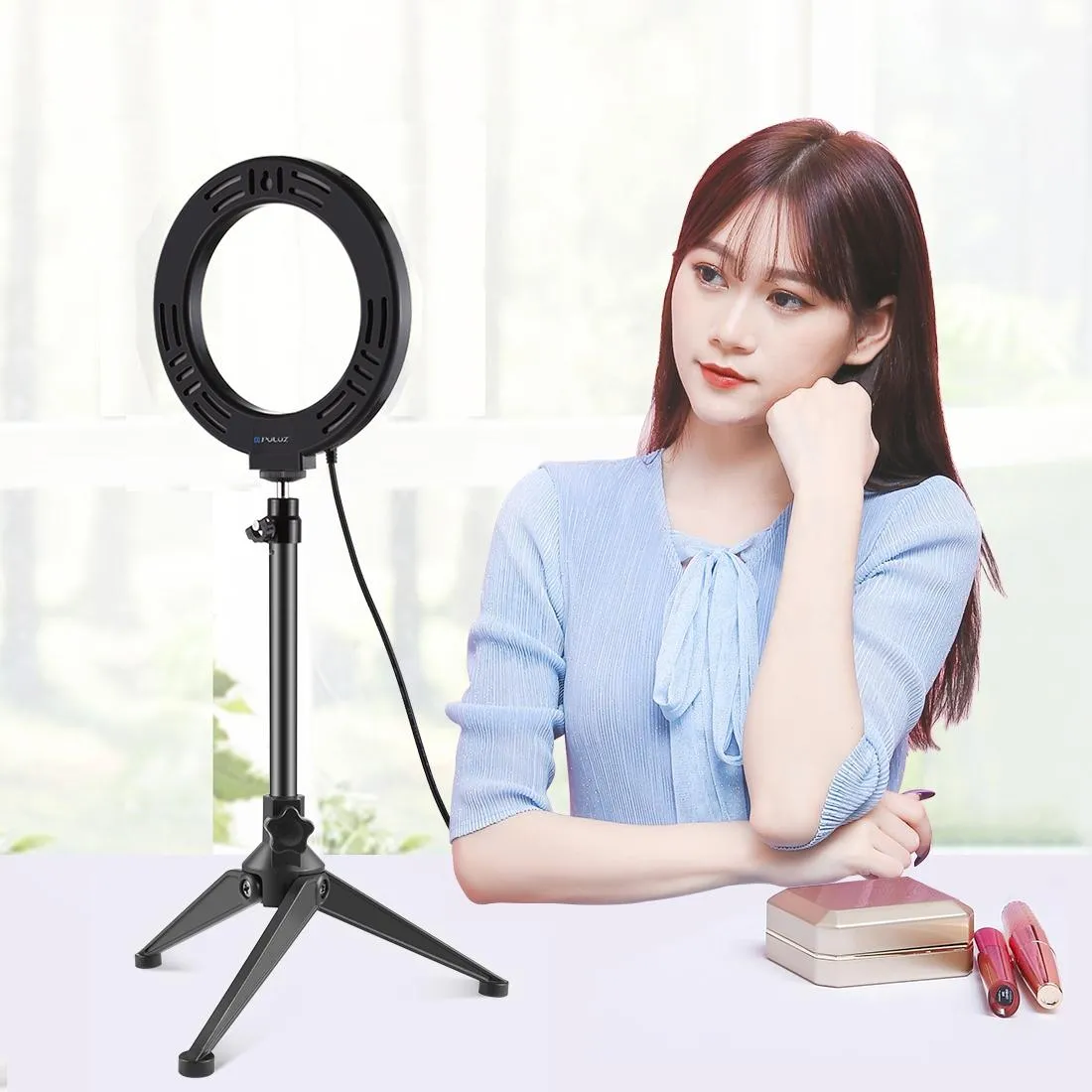 6.2 Led Ring Light with Usb 3 Modes Dimmable Desktop Tripod Cold Shoe Ball Head