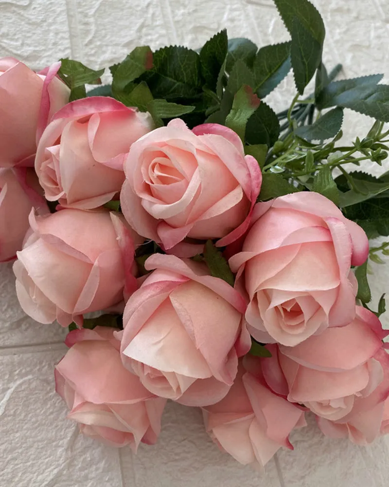 7Pcs 12 Heads Artificial Rose Flowers Long Stem Wedding Bouquet Decoration