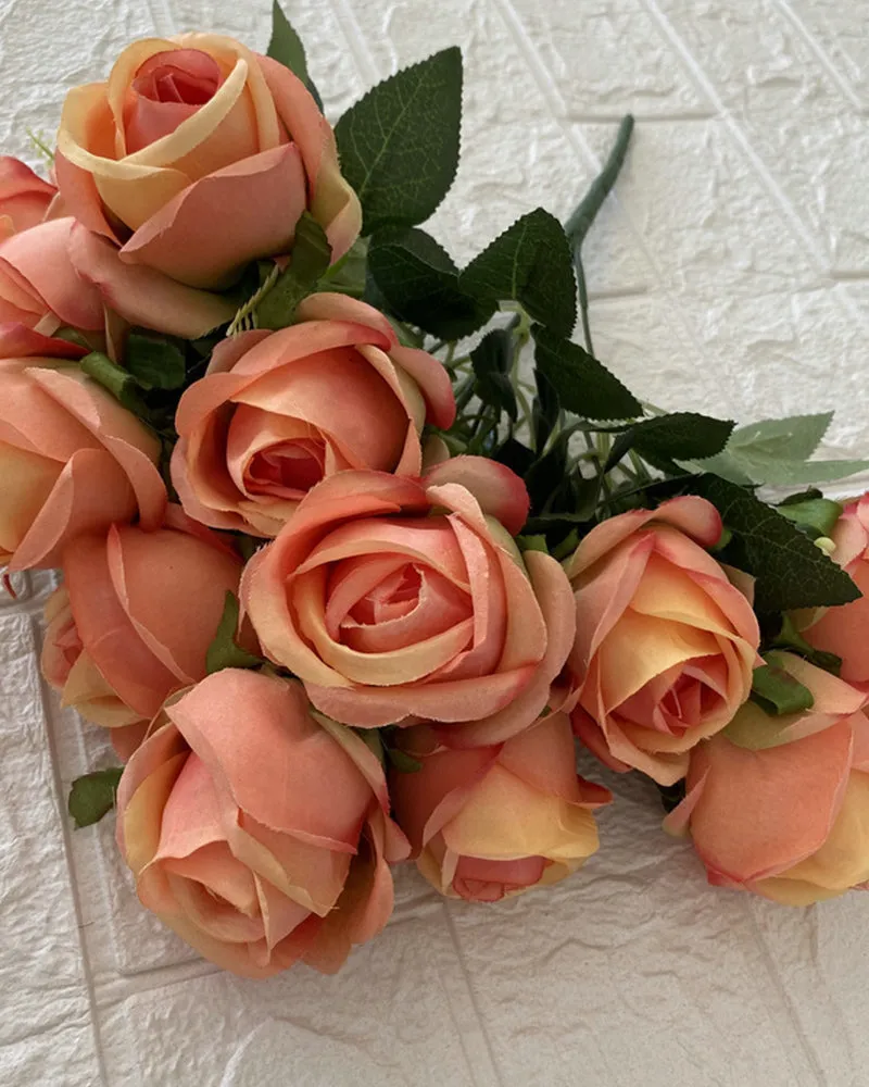 7Pcs 12 Heads Artificial Rose Flowers Long Stem Wedding Bouquet Decoration