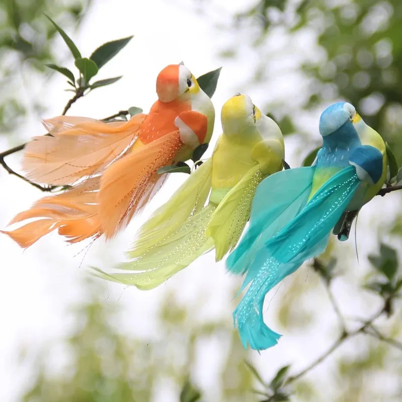 Artificial Realistic Decorative Colourful Foam Feather Birds x 12pcs (Style 7)