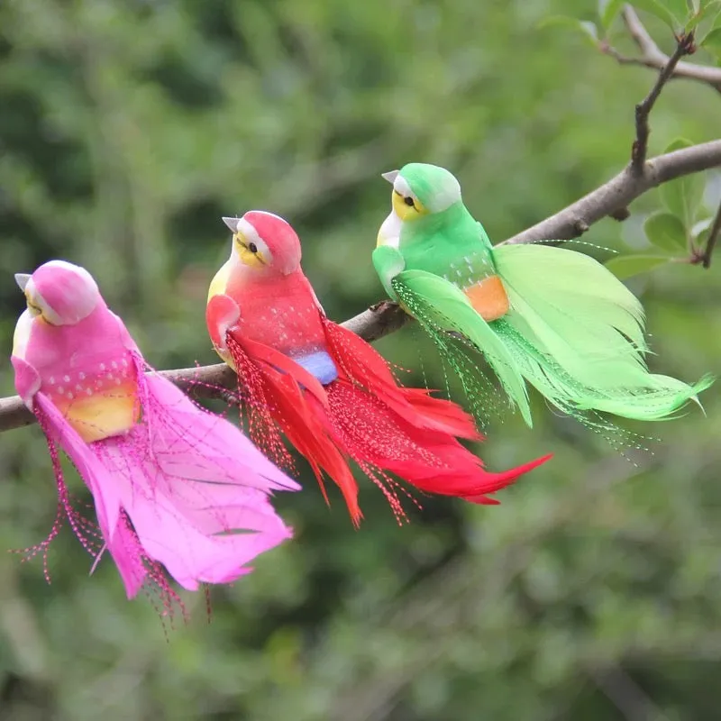 Artificial Realistic Decorative Colourful Foam Feather Birds x 12pcs (Style 7)