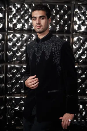 Black Icicle Bandhgala Set