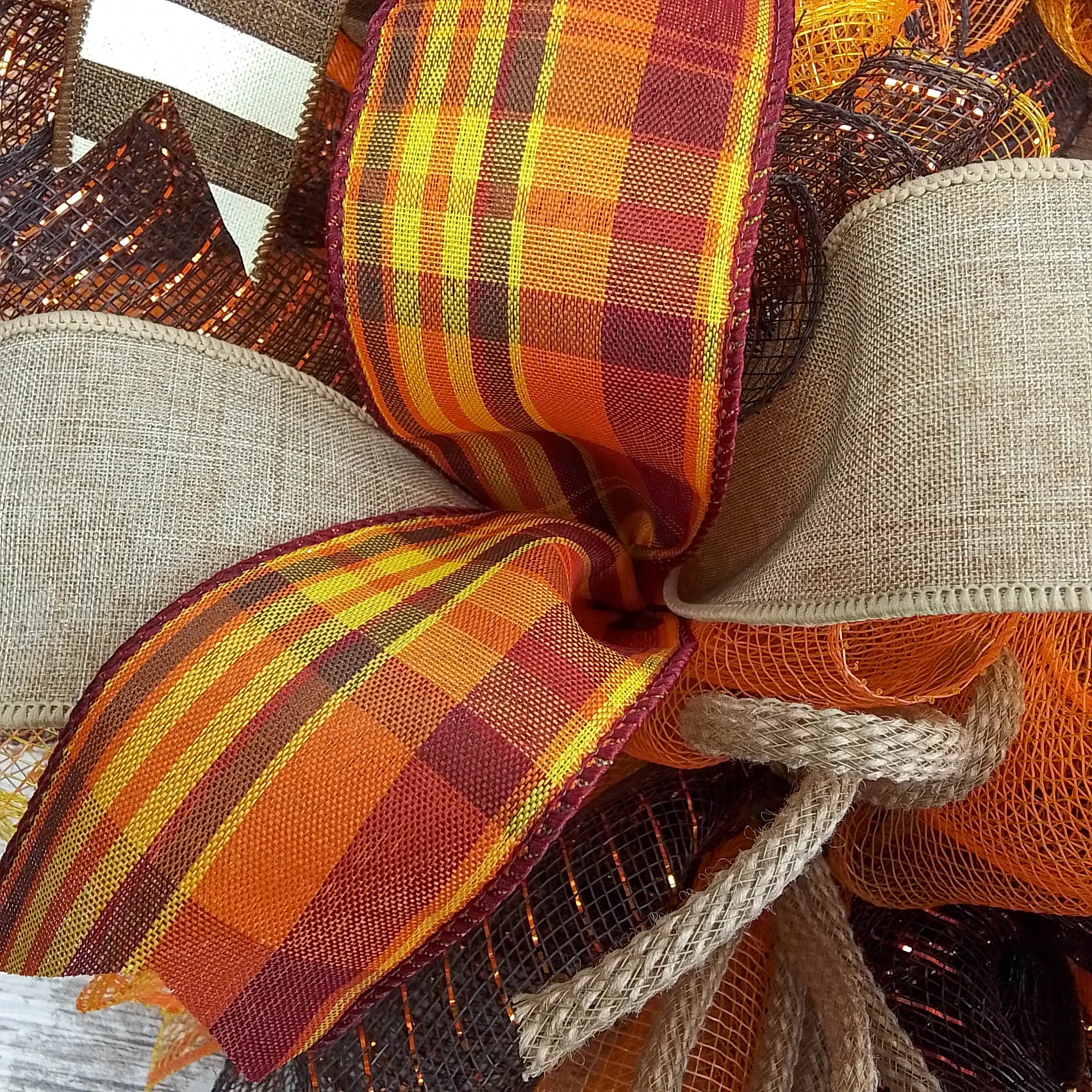 Brown Front Door Wreath for Fall, Welcome Wreath for Thanksgiving : F3