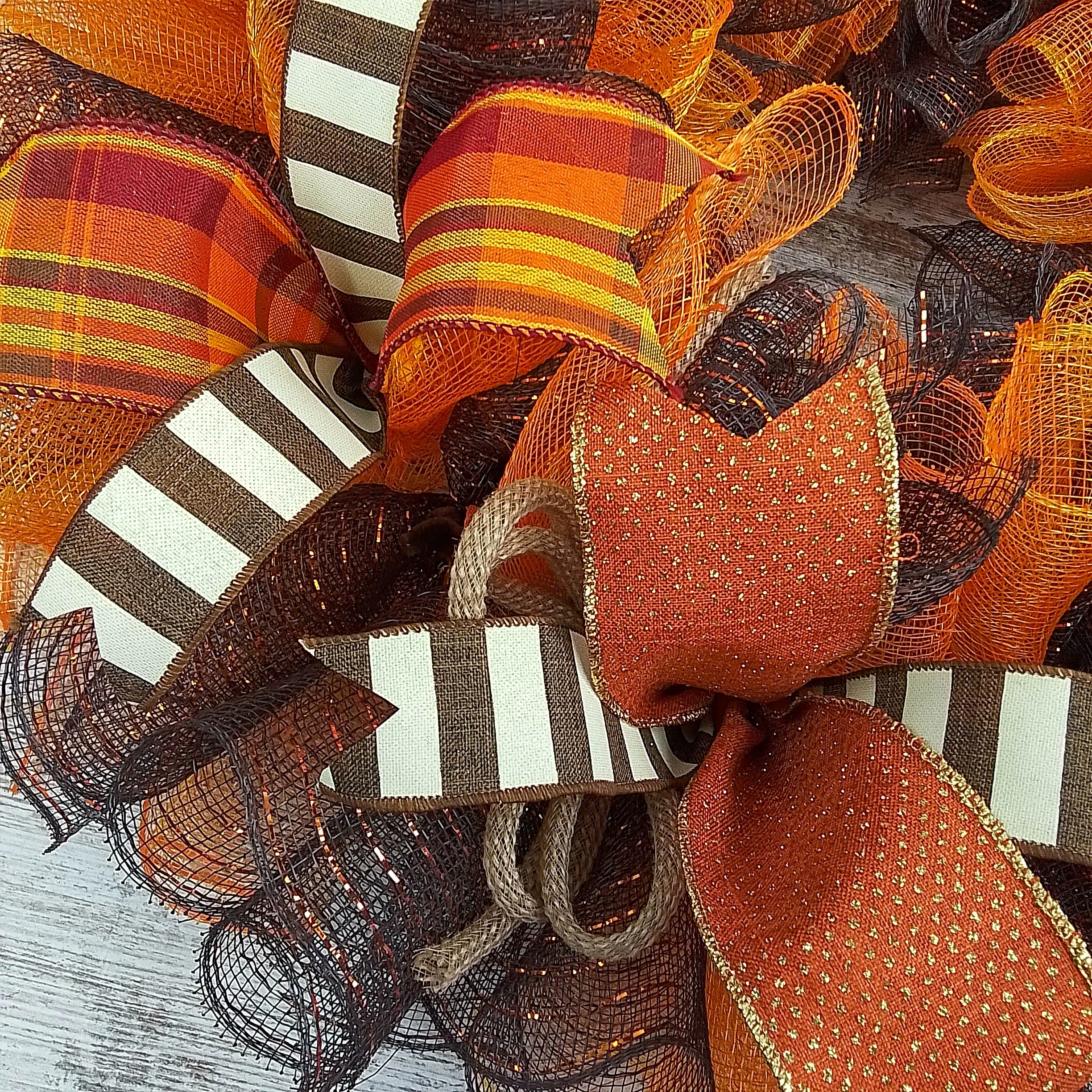 Brown Front Door Wreath for Fall, Welcome Wreath for Thanksgiving : F3