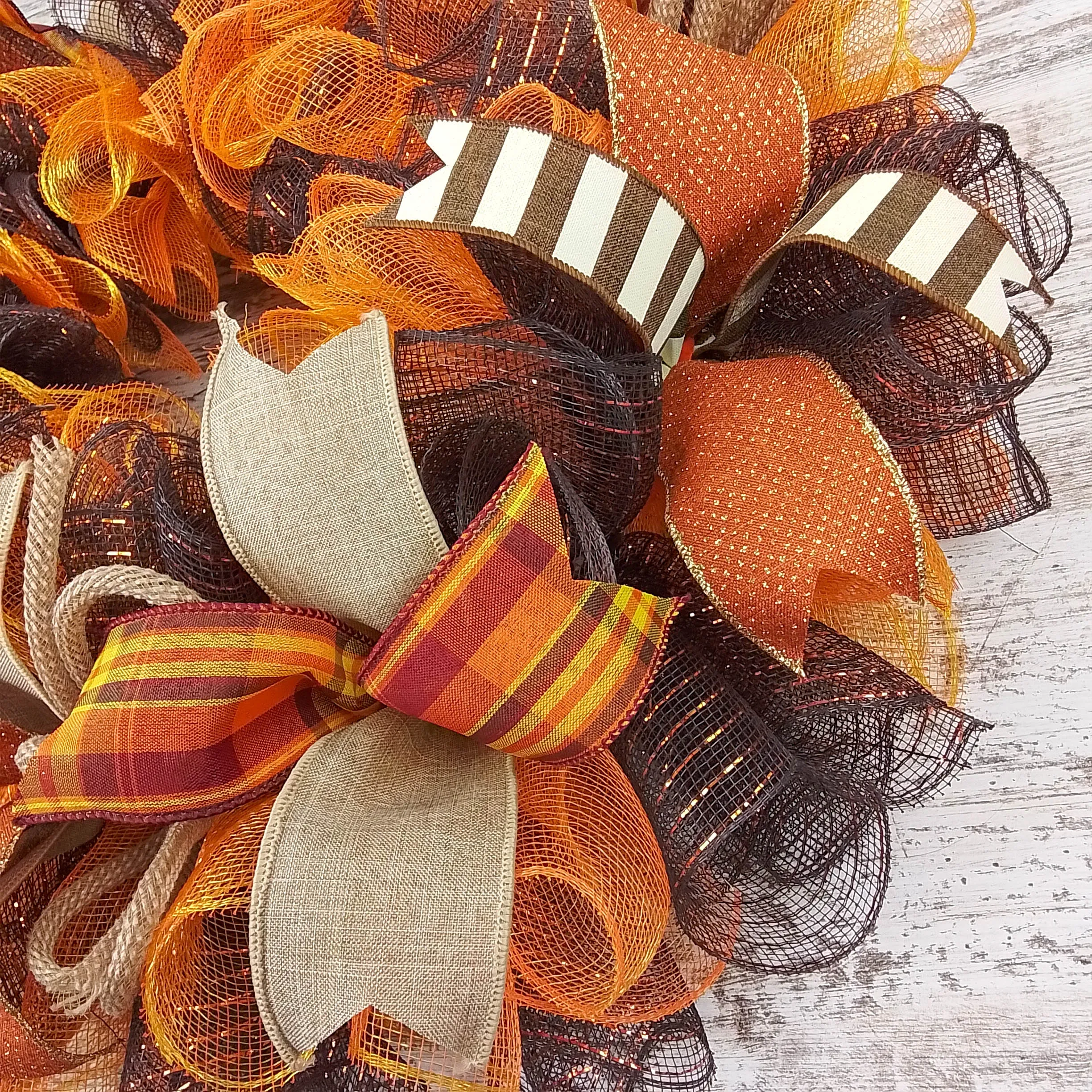 Brown Front Door Wreath for Fall, Welcome Wreath for Thanksgiving : F3