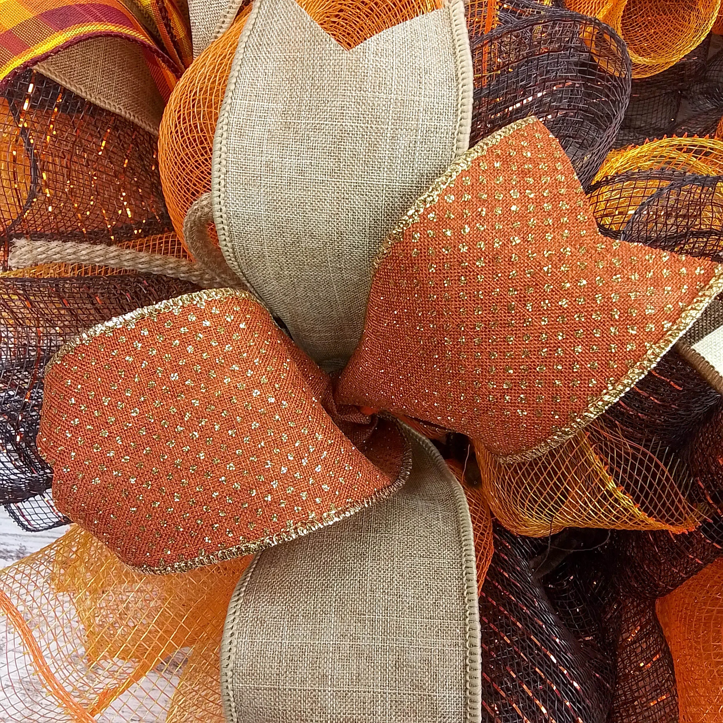 Brown Front Door Wreath for Fall, Welcome Wreath for Thanksgiving : F3