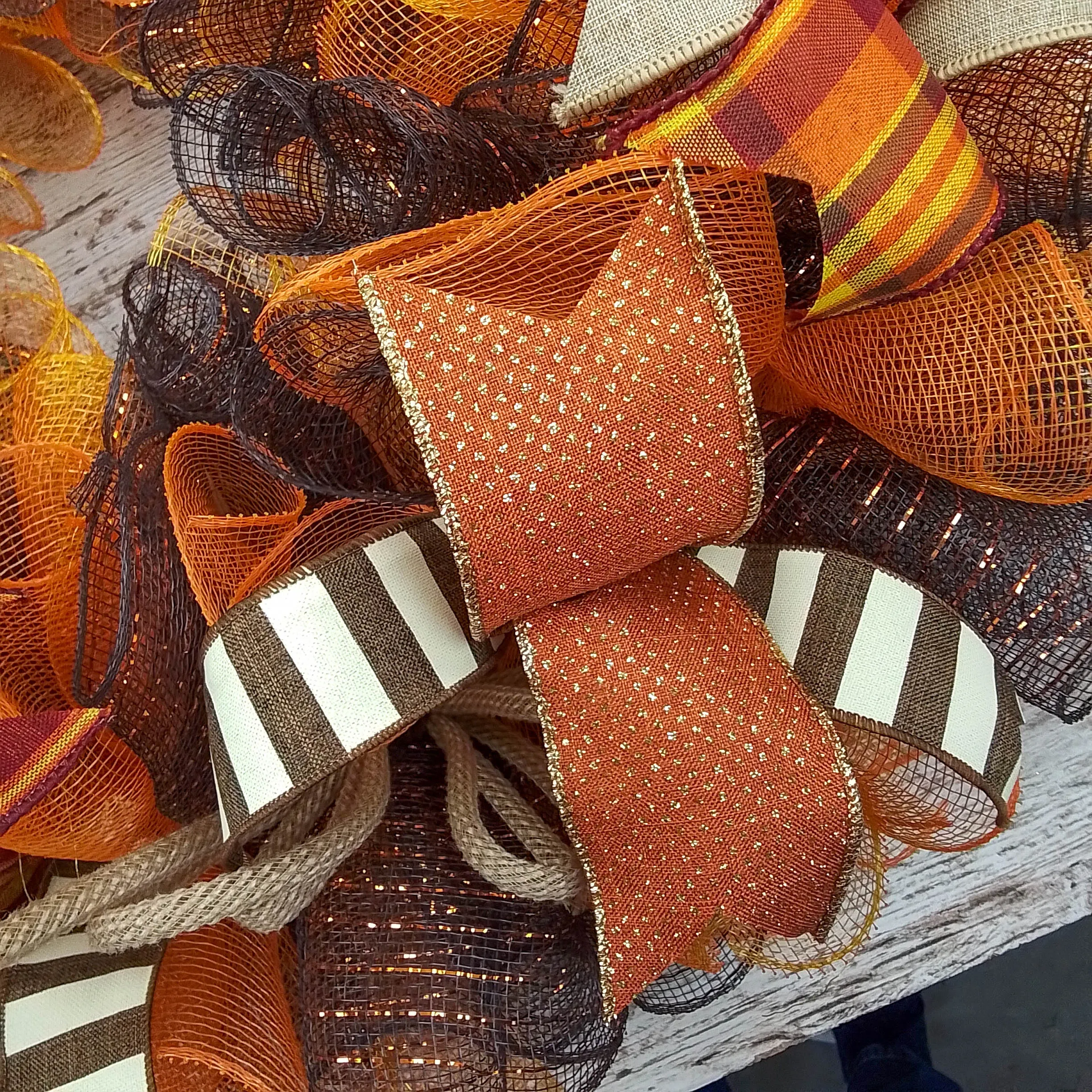 Brown Front Door Wreath for Fall, Welcome Wreath for Thanksgiving : F3
