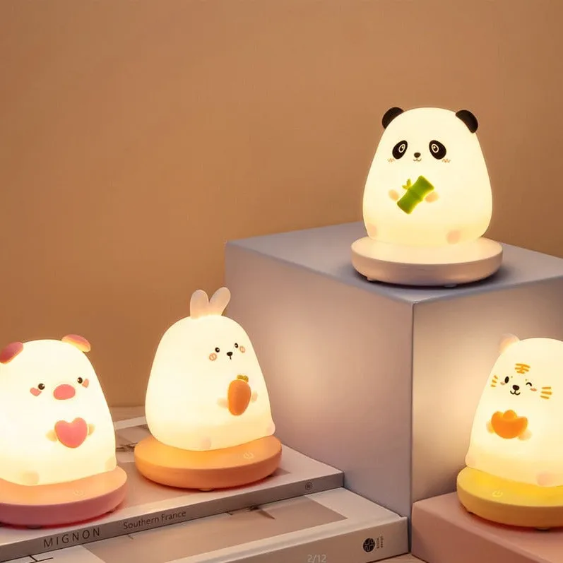 Chubby Kawaii Bunny Panda Pig Tiger LED Night Light Collection