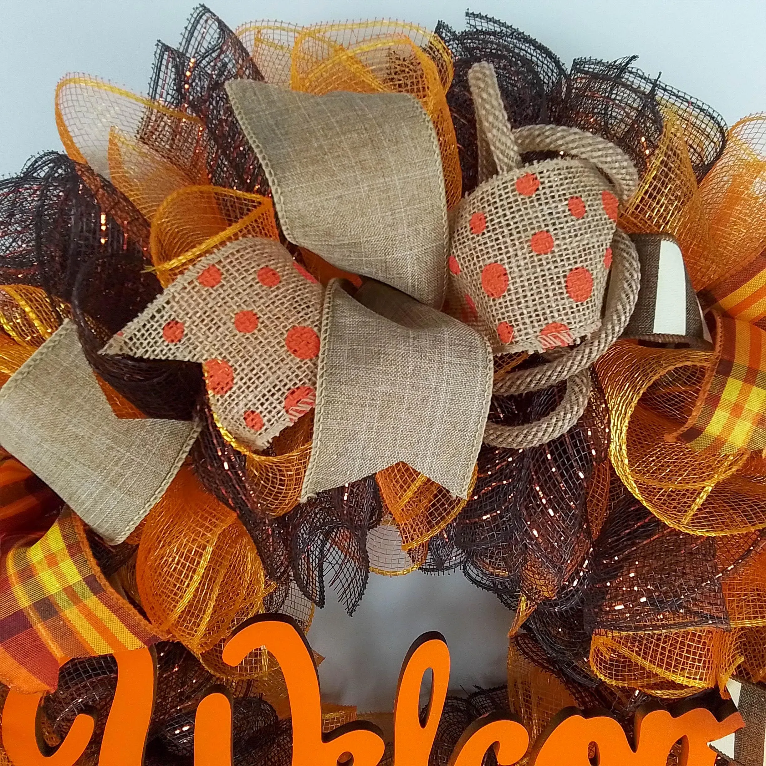 Fall Wreath for Front Door, Brown Autumn Wreaths : F3