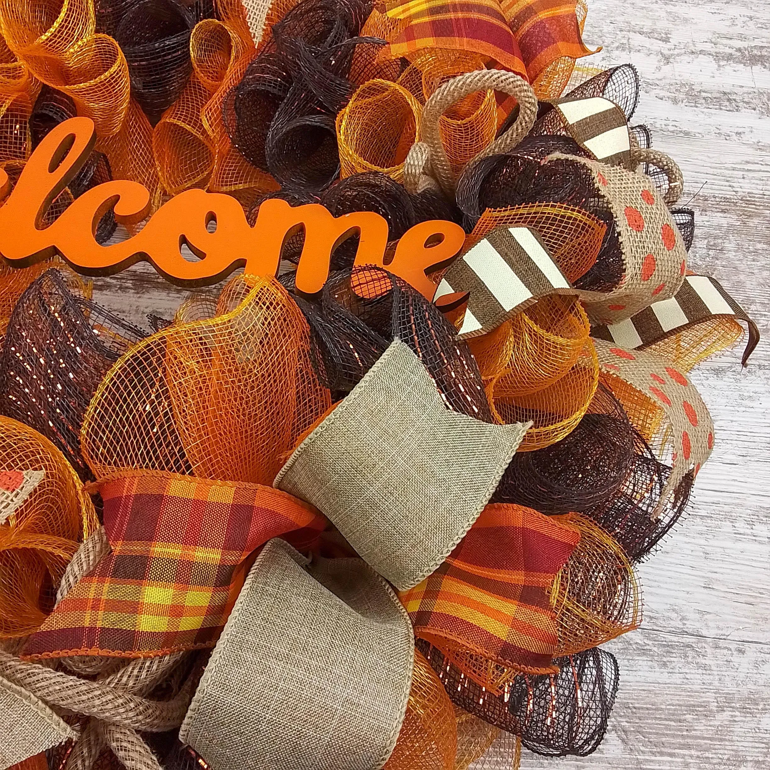 Fall Wreath for Front Door, Brown Autumn Wreaths : F3