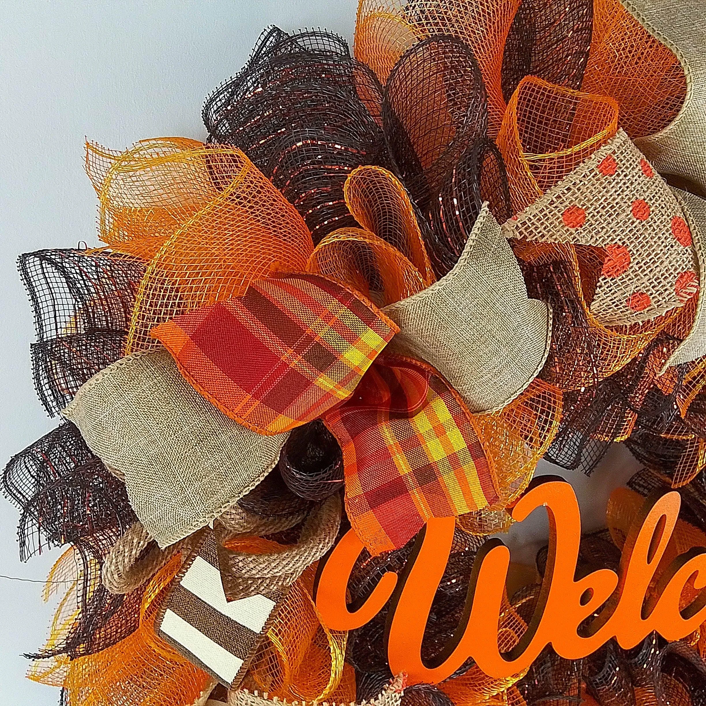 Fall Wreath for Front Door, Brown Autumn Wreaths : F3