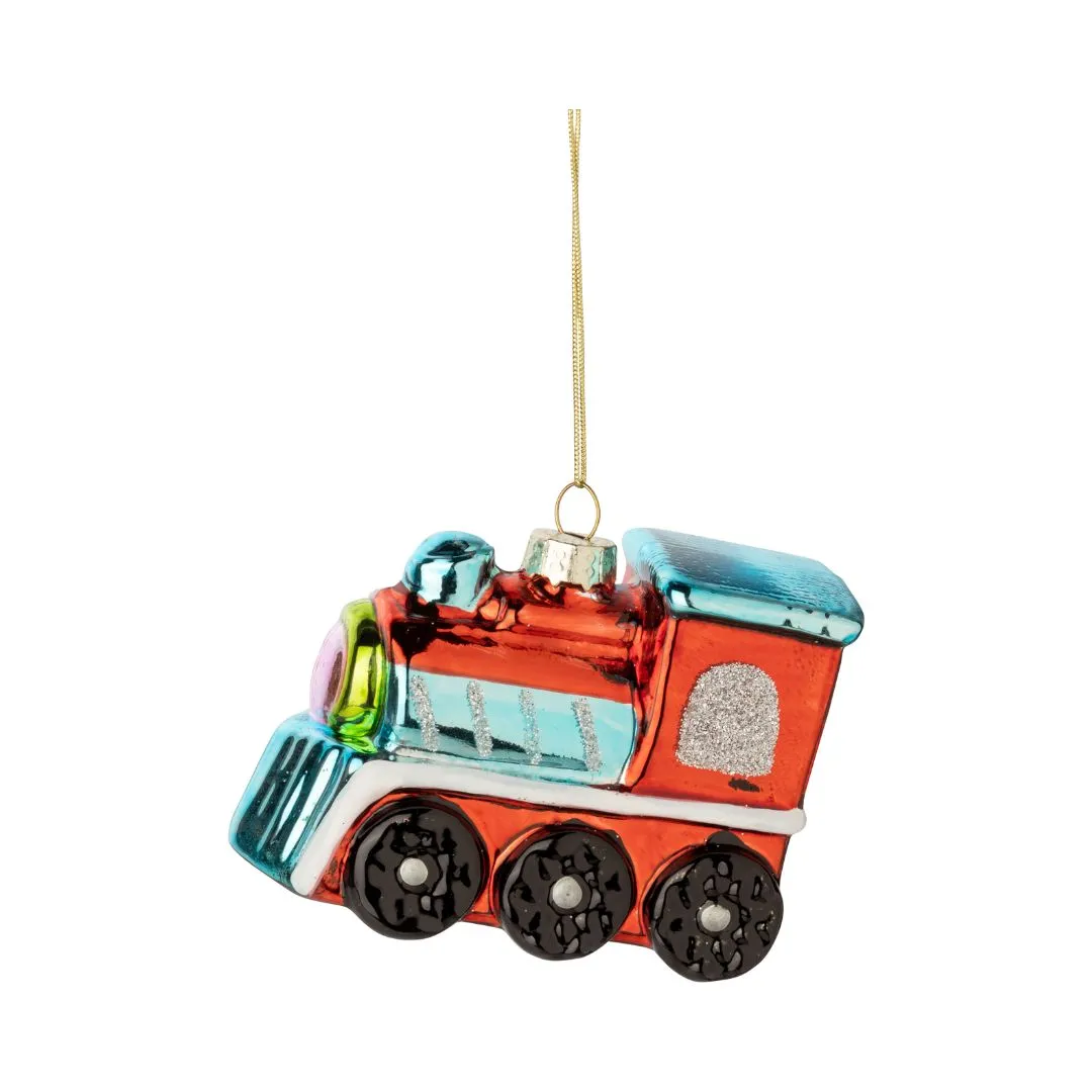 Glass Locomotive Ornament