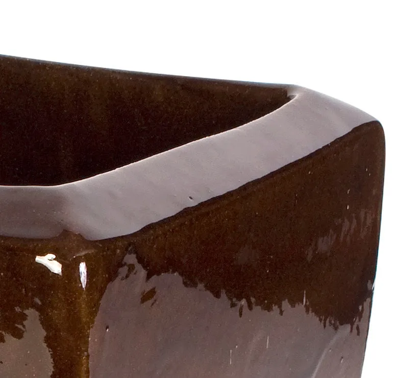 Glazed Terracotta Square Planter - 13"W
