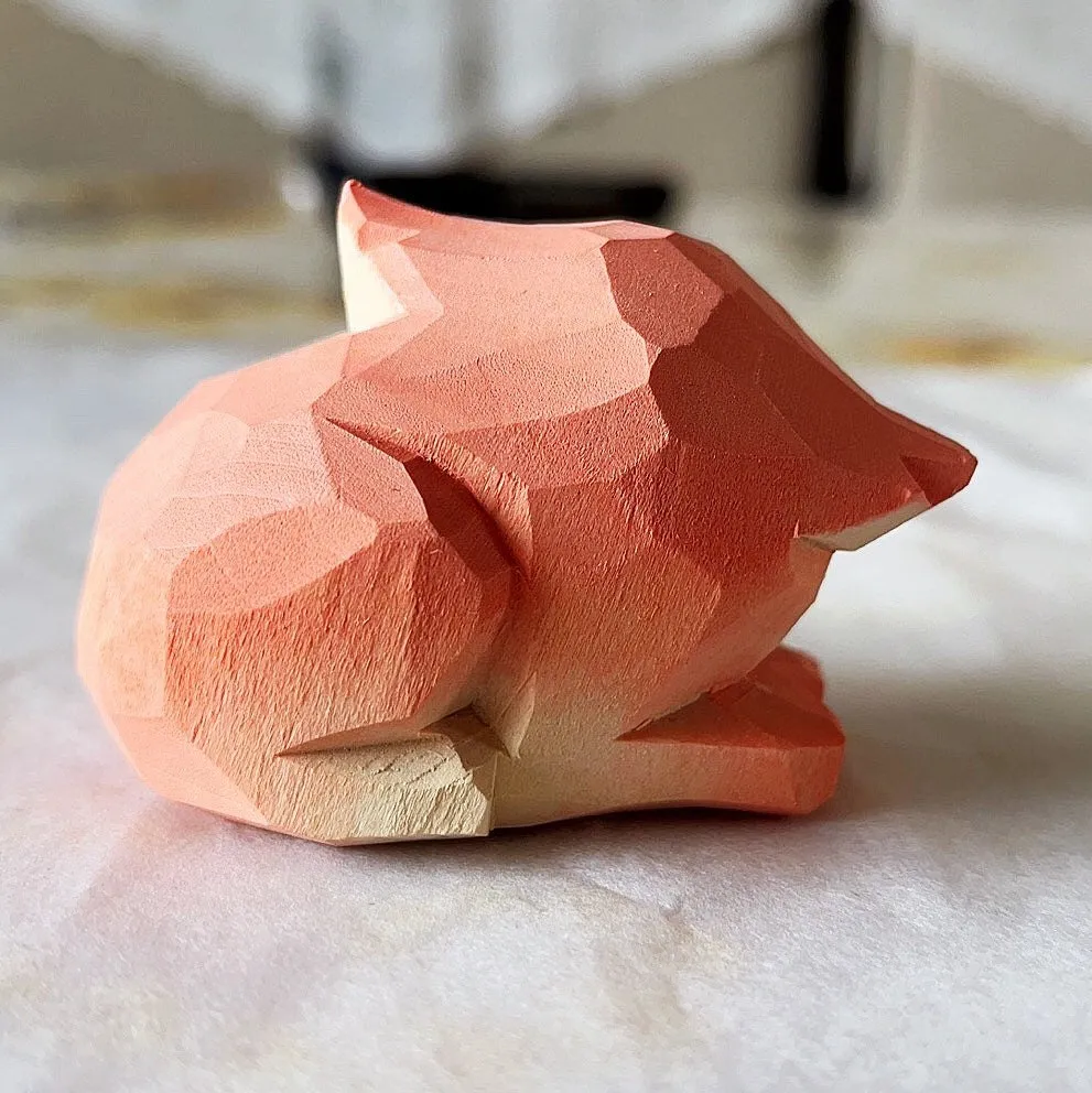 Gohobi Handcrafted Wooden Pink Fox Ornament