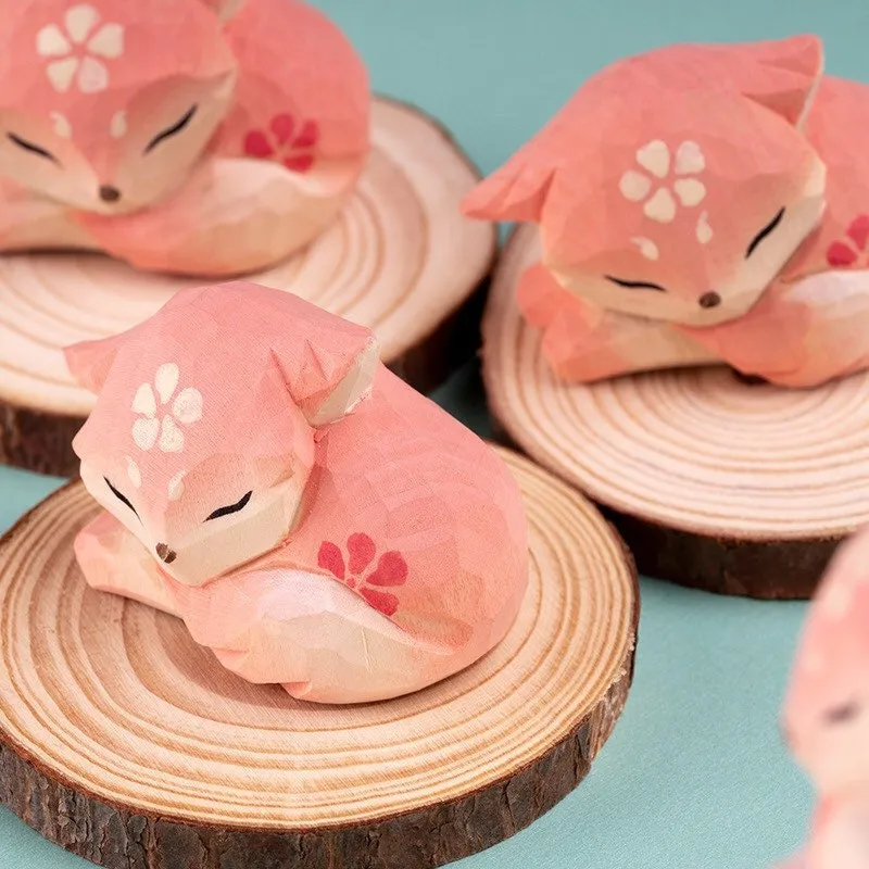 Gohobi Handcrafted Wooden Pink Fox Ornament