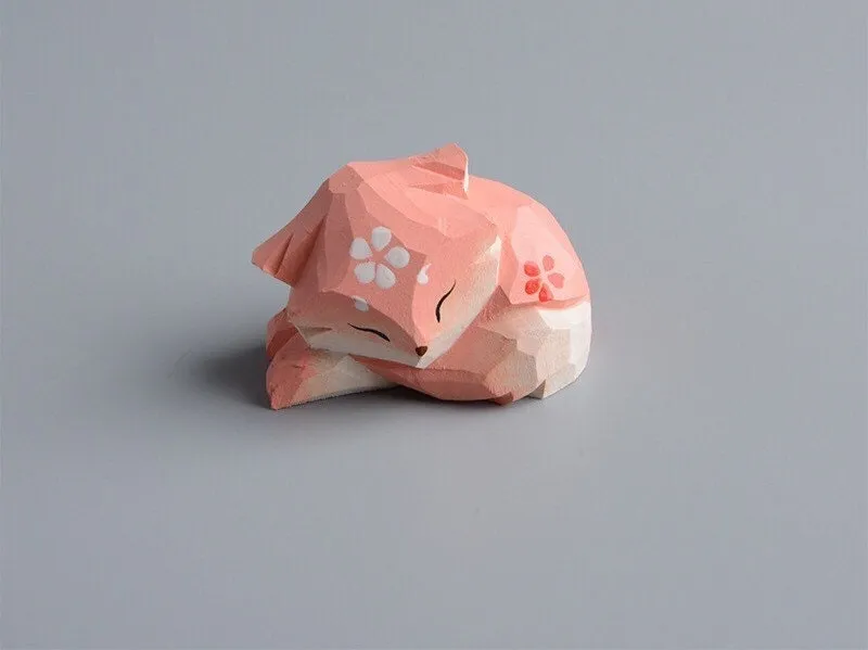 Gohobi Handcrafted Wooden Pink Fox Ornament