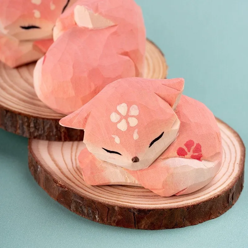 Gohobi Handcrafted Wooden Pink Fox Ornament