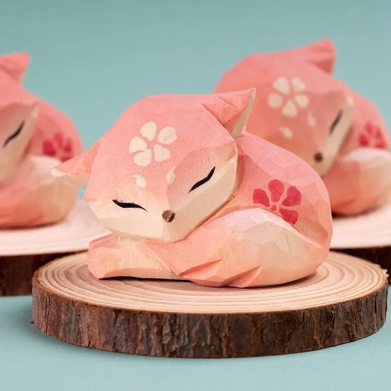 Gohobi Handcrafted Wooden Pink Fox Ornament