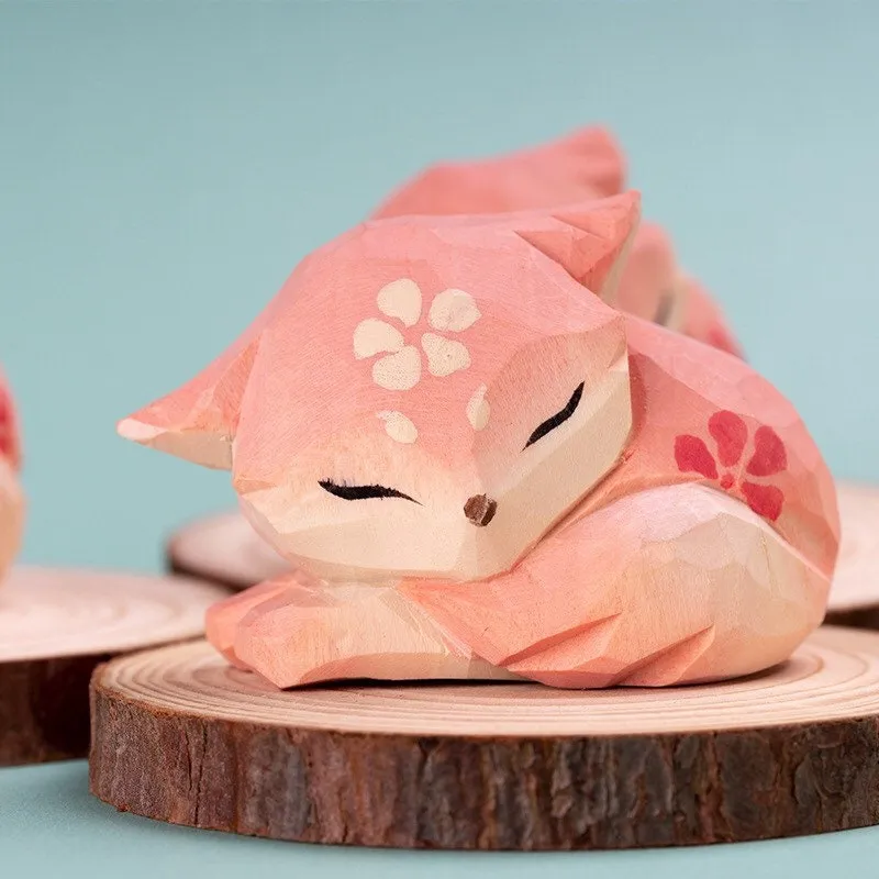 Gohobi Handcrafted Wooden Pink Fox Ornament