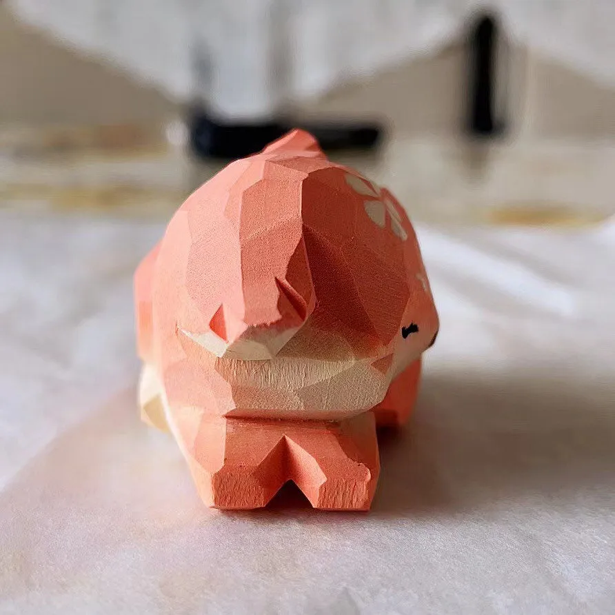 Gohobi Handcrafted Wooden Pink Fox Ornament