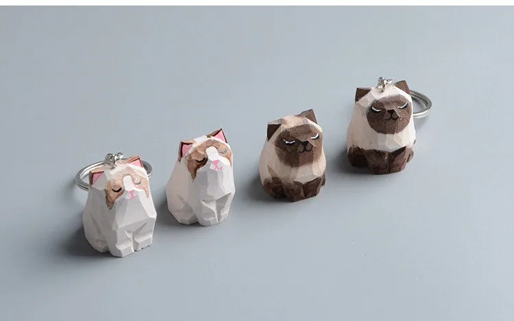 Gohobi Handcrafted Wooden Siamese Cat Ornament
