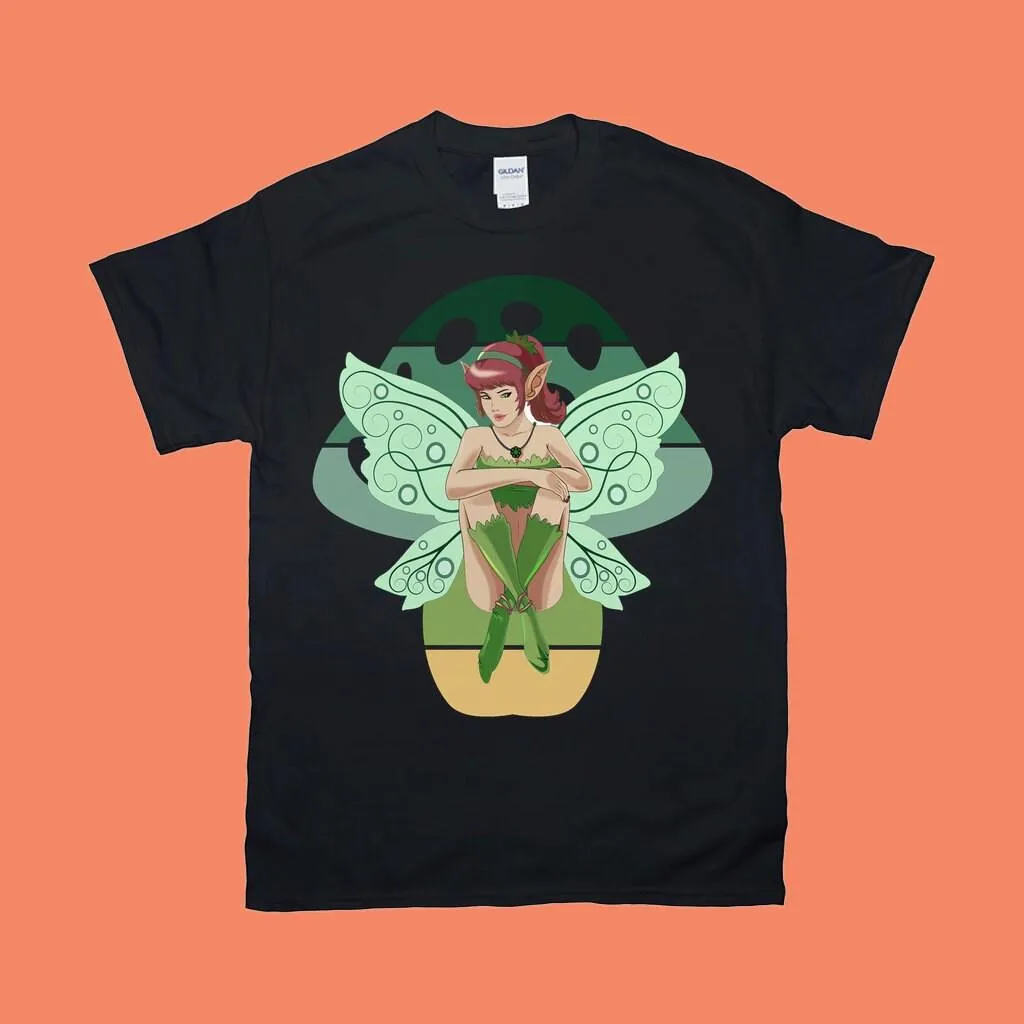 Green Fairy Mushroom T-Shirts, Live Laugh And Believe In Fairies Green Fairy Mushroom, Fairy Wings Fantasy Beautiful Mythical Spirit Green