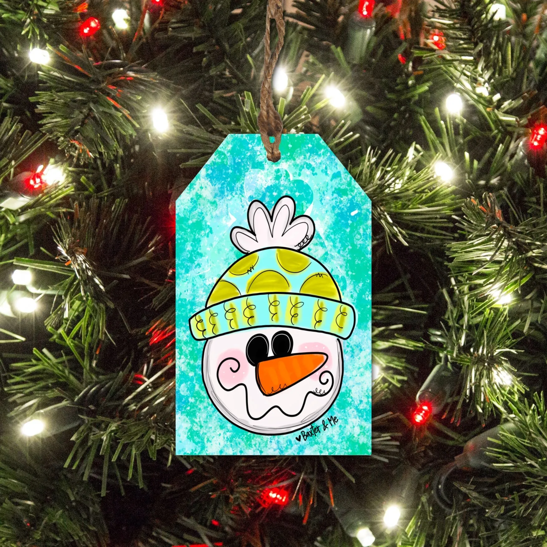 Happy Snowman Gift Tag Ornament