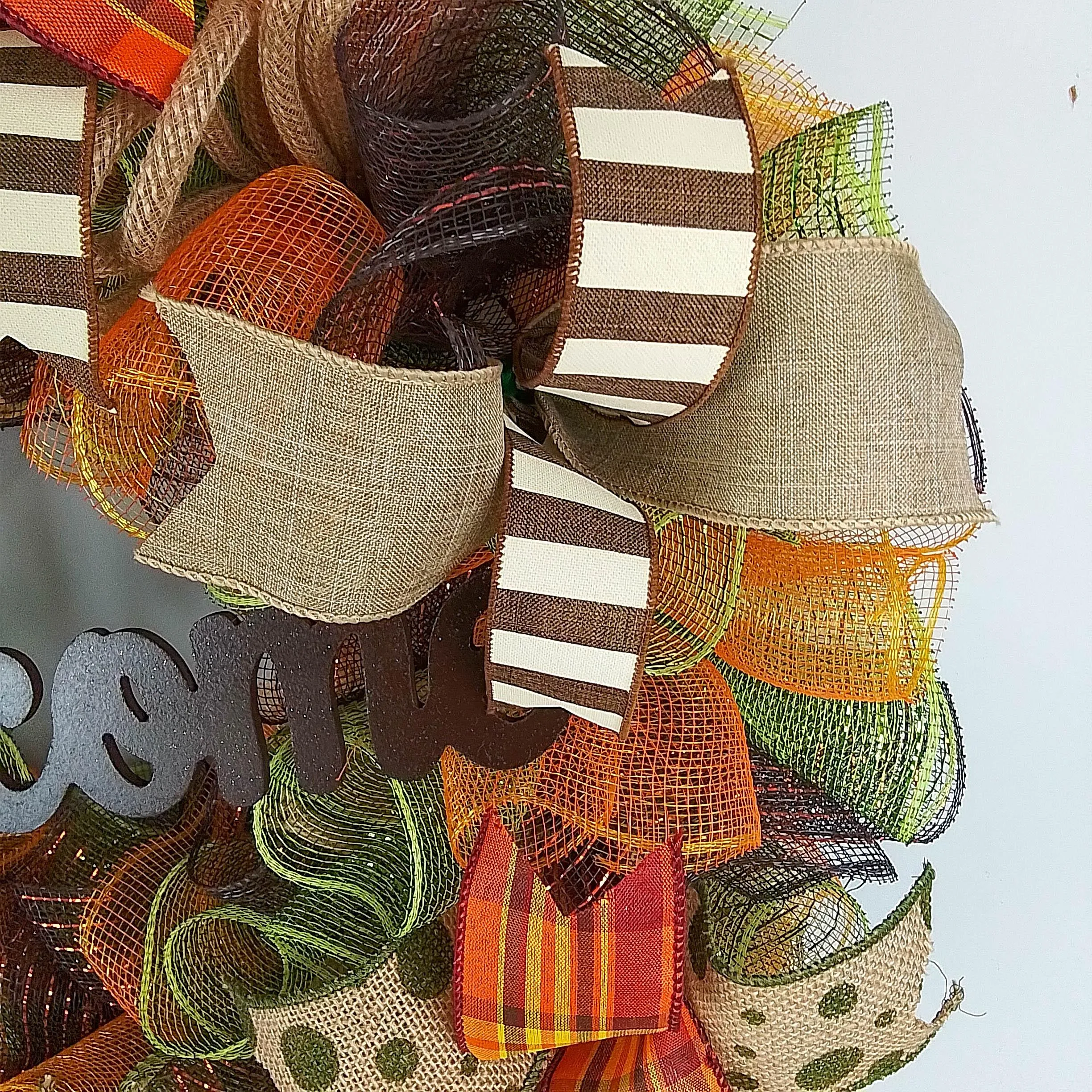 Moss Green Fall Wreath, Wreath for Front Porch, Thanksgiving : F1