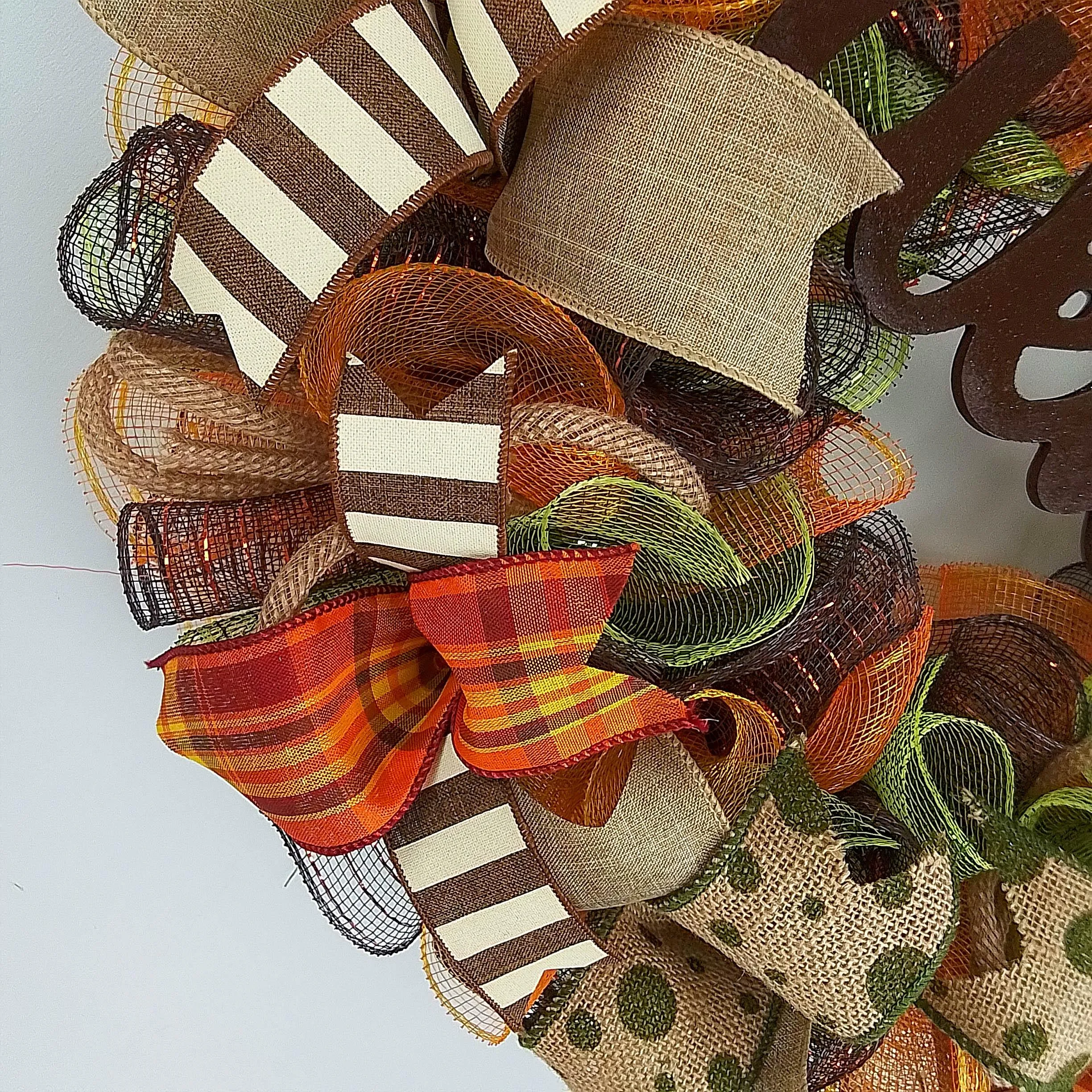 Moss Green Fall Wreath, Wreath for Front Porch, Thanksgiving : F1