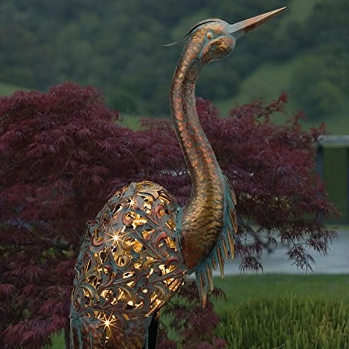 Solar Heron Bird Stake