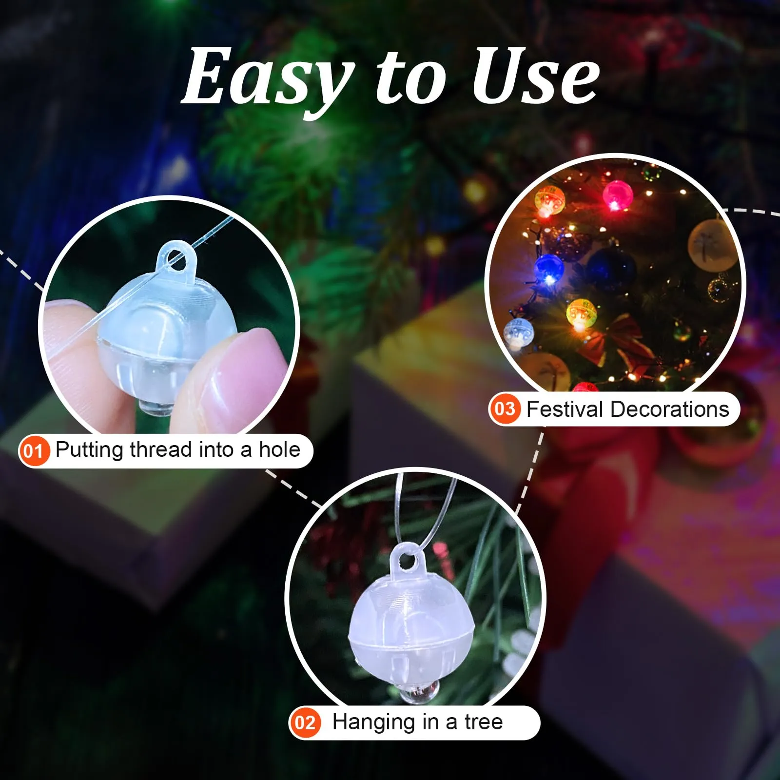 Warm White Mini Led Lights, Waterproof Round Tiny Led Light for Party Decorations, Battery PoweredRound LED Ball Lamp
